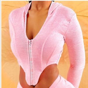 BAD SOCIETY CORSET BABY PINK HOODIE